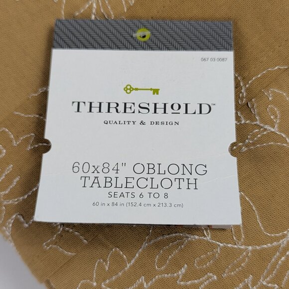 Threshold Yellow Orange Cotton Oblong Embroidered Floral Tablecloth 60x84 NEW - Picture 4 of 6